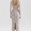 Saisha Ivory Lace Long Sleeve Midi Dress