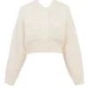 Salilah Cream Chenille Blend Bomber Jacket