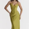 Salma Chartreuse Satin Slip Dress