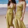 Salma Chartreuse Satin Slip Dress