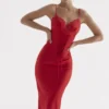 Salma Red Rose Satin Slip Dress