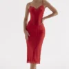 Salma Red Rose Satin Slip Dress
