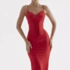 Salma Red Rose Satin Slip Dress