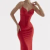 Salma Red Rose Satin Slip Dress