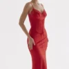 Salma Red Rose Satin Slip Dress