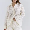 Samah White Cotton Broderie Anglaise Shirt