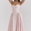 Samaria Ballerina Pink Twill Corset Midi Dress