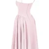 Samaria Ballerina Pink Twill Corset Midi Dress