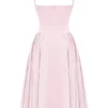 Samaria Ballerina Pink Twill Corset Midi Dress