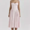 Samaria Ballerina Pink Twill Corset Midi Dress