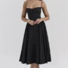 Samaria Black Corset Midi Dress