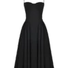 Samaria Black Corset Midi Dress