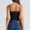 Samaria Black Stretch Twill Cupped Corset Top
