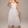 Samaria Dove Grey Corset Midi Dress