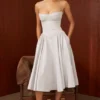 Samaria Dove Grey Corset Midi Dress