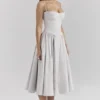 Samaria Dove Grey Corset Midi Dress