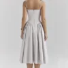 Samaria Dove Grey Corset Midi Dress