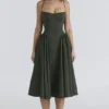 Samaria Emerald Green Corset Midi Dress