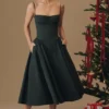 Samaria Emerald Green Corset Midi Dress