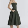 Samaria Emerald Green Corset Midi Dress