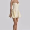 Samaria Lemon Floral Print Cotton Corset Mini Dress