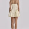 Samaria Lemon Floral Print Cotton Corset Mini Dress