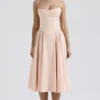 Samaria Peach Parfait Twill Corset Midi Dress