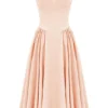Samaria Peach Parfait Twill Corset Midi Dress