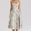 Samaria Sage Floral Print Cotton Midi Dress