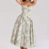 Samaria Sage Floral Print Cotton Midi Dress