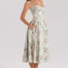 Samaria Sage Floral Print Cotton Midi Dress