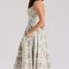 Samaria Sage Floral Print Cotton Midi Dress
