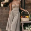 Samaria Taupe Corset Sundress