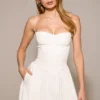 Samaria White Corset Midi Dress