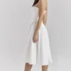 Samaria White Corset Midi Dress