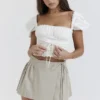 Tatum Stone Pleated Wrap Mini Skirt
