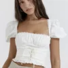 Samaya White Gathered Top