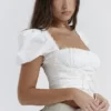 Samaya White Gathered Top