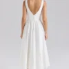 Samia White Stretch Cotton Midi Sundress