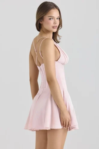 Samida Pink Satin Corset Mini Dress