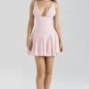 Samida Pink Satin Corset Mini Dress