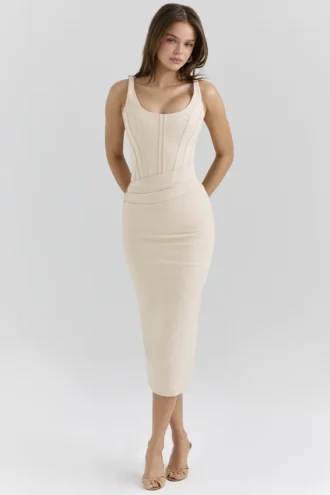 Samya Almond Corset Midi Dress