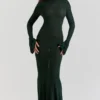Sancha Forest Green Knit Maxi Dress