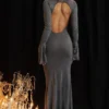 Sancha Steel Metallic Maxi Dress