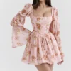 Sancia English Vintage Rose Print Puff Sleeve Mini Dress