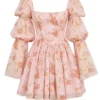 Sancia English Vintage Rose Print Puff Sleeve Mini Dress