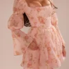 Sancia English Vintage Rose Print Puff Sleeve Mini Dress
