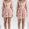 Sancia English Vintage Rose Print Puff Sleeve Mini Dress