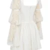 Sancia White Lace Puff Sleeve Mini Dress