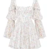 Sancia White Posy Print Puff Sleeve Mini Dress